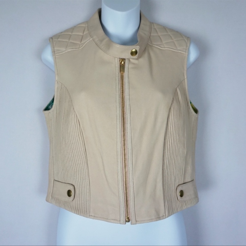 AS DF Leather BLUSH NUDE Silk Lined Nicole Vest